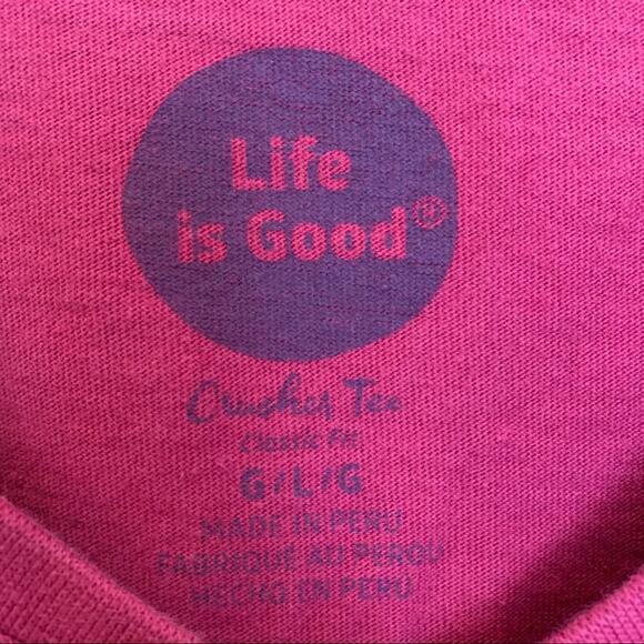 Life Is Good Fuchsia Happy Trails V Neck Crusher Tee Large - Picture 5 of 7